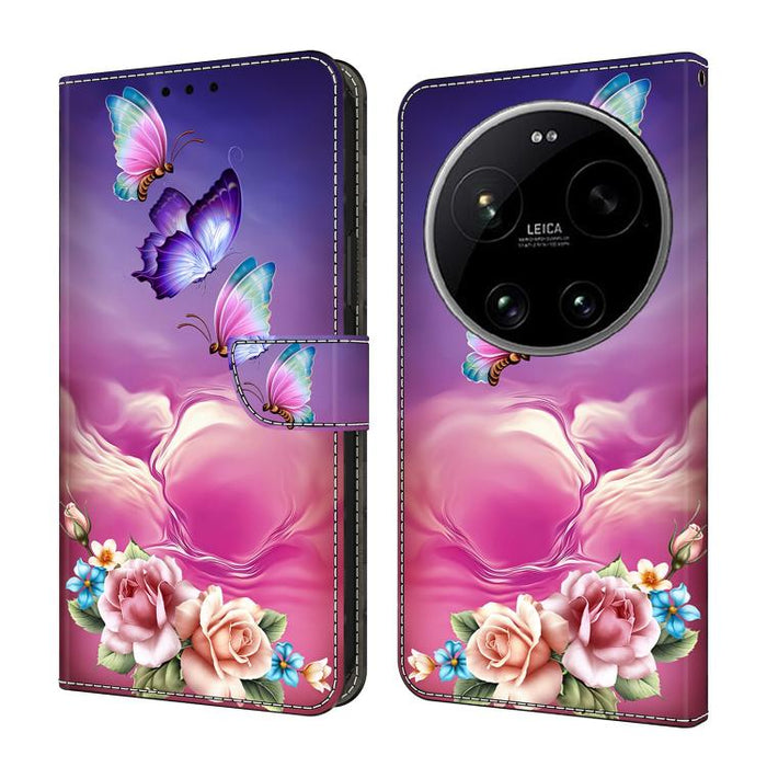 Funda para teléfono de cuero vegano pintado con efecto cristal, For Xiaomi 17T Pro 5G, For Xiaomi 17T 5G, For Xiaomi 17 Ultra, For Xiaomi 15T Pro 5G, For Xiaomi 15T 5G, For Xiaomi 15 Pro