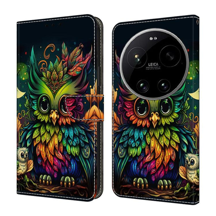 Funda para teléfono de cuero vegano pintado con efecto cristal, For Xiaomi 17T Pro 5G, For Xiaomi 17T 5G, For Xiaomi 17 Ultra, For Xiaomi 15T Pro 5G, For Xiaomi 15T 5G, For Xiaomi 15 Pro