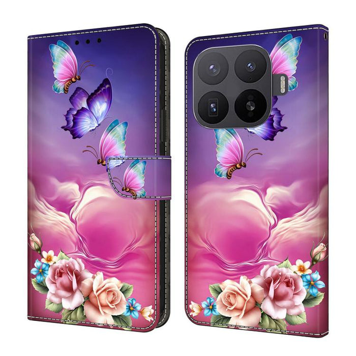 Funda para teléfono de cuero vegano pintado con efecto cristal, For Xiaomi 17T Pro 5G, For Xiaomi 17T 5G, For Xiaomi 17 Ultra, For Xiaomi 15T Pro 5G, For Xiaomi 15T 5G, For Xiaomi 15 Pro