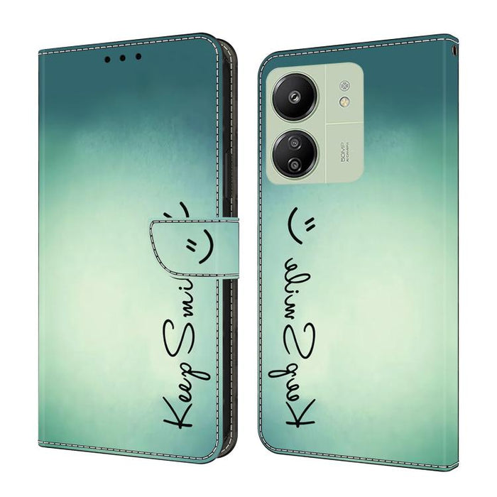 Funda para teléfono de cuero vegano pintado con efecto cristal, For Redmi Note 14 Pro 5G, For Redmi 14C 4G, For Redmi 13C 4G / 5G, For Redmi K70E / Poco X6 Pro
