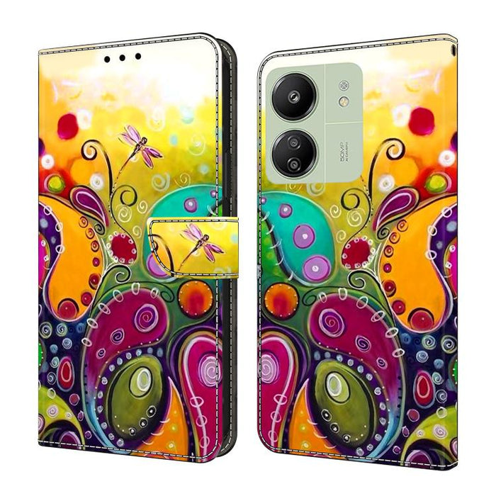 Funda para teléfono de cuero vegano pintado con efecto cristal, For Redmi Note 14 Pro 5G, For Redmi 14C 4G, For Redmi 13C 4G / 5G, For Redmi K70E / Poco X6 Pro