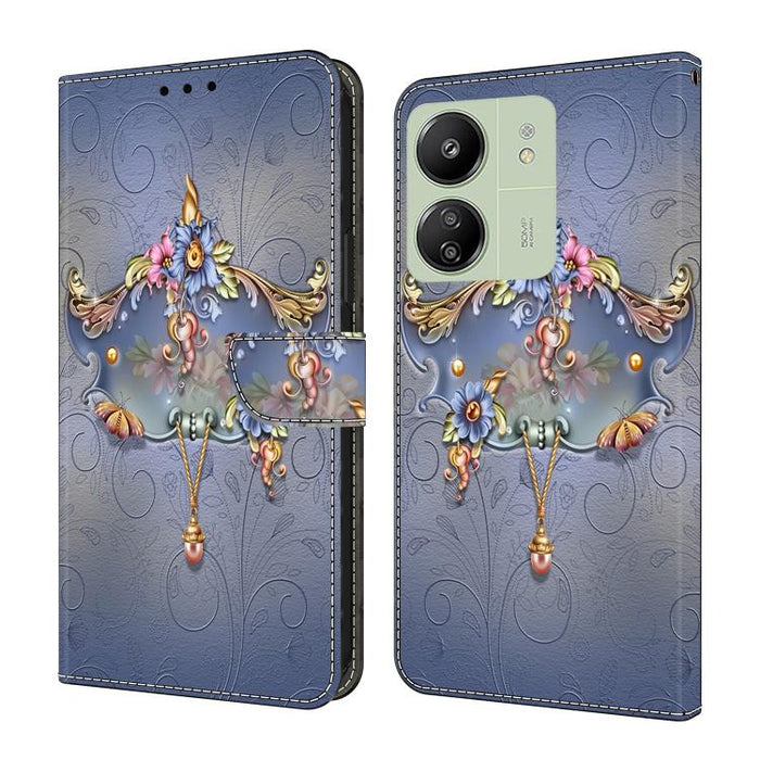 Funda para teléfono de cuero vegano pintado con efecto cristal, For Redmi Note 14 Pro 5G, For Redmi 14C 4G, For Redmi 13C 4G / 5G, For Redmi K70E / Poco X6 Pro