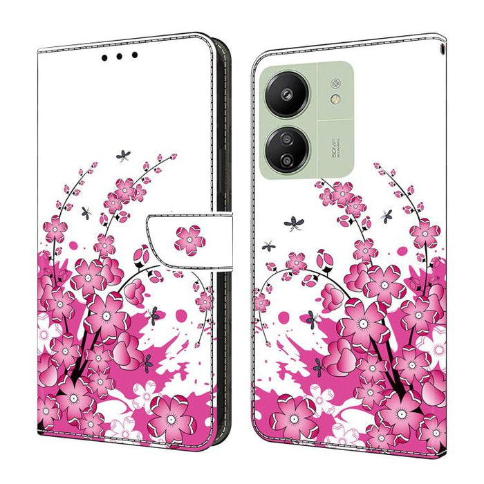 Funda para teléfono de cuero vegano pintado con efecto cristal, For Redmi Note 14 Pro 5G, For Redmi 14C 4G, For Redmi 13C 4G / 5G, For Redmi K70E / Poco X6 Pro