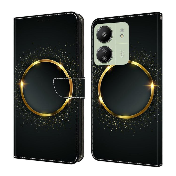 Funda para teléfono de cuero vegano pintado con efecto cristal, For Redmi Note 14 Pro 5G, For Redmi 14C 4G, For Redmi 13C 4G / 5G, For Redmi K70E / Poco X6 Pro