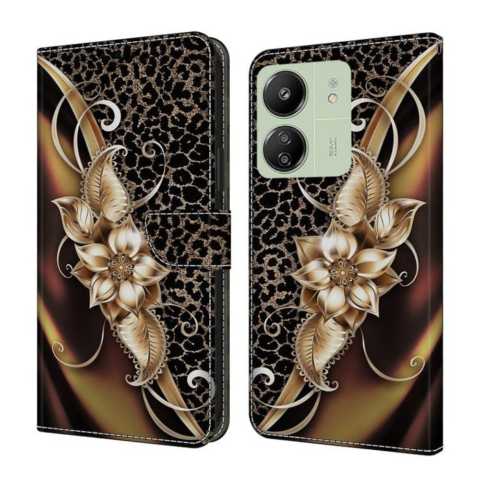 Funda para teléfono de cuero vegano pintado con efecto cristal, For Redmi Note 14 Pro 5G, For Redmi 14C 4G, For Redmi 13C 4G / 5G, For Redmi K70E / Poco X6 Pro