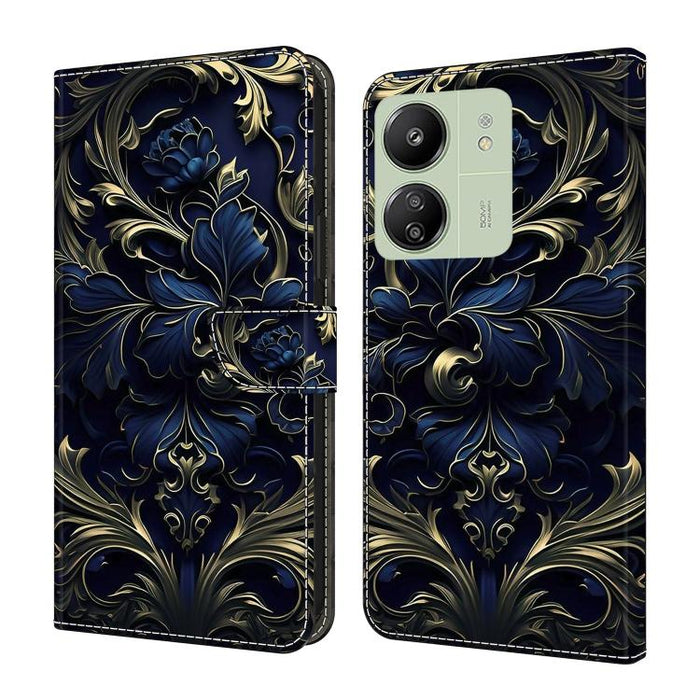 Funda para teléfono de cuero vegano pintado con efecto cristal, For Redmi Note 14 Pro 5G, For Redmi 14C 4G, For Redmi 13C 4G / 5G, For Redmi K70E / Poco X6 Pro