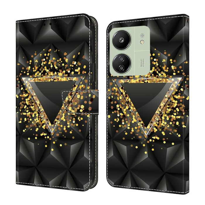 Funda para teléfono de cuero vegano pintado con efecto cristal, For Redmi Note 14 Pro 5G, For Redmi 14C 4G, For Redmi 13C 4G / 5G, For Redmi K70E / Poco X6 Pro