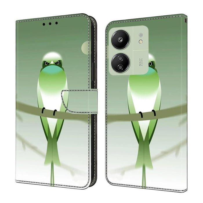 Funda para teléfono de cuero vegano pintado con efecto cristal, For Redmi Note 14 Pro 5G, For Redmi 14C 4G, For Redmi 13C 4G / 5G, For Redmi K70E / Poco X6 Pro