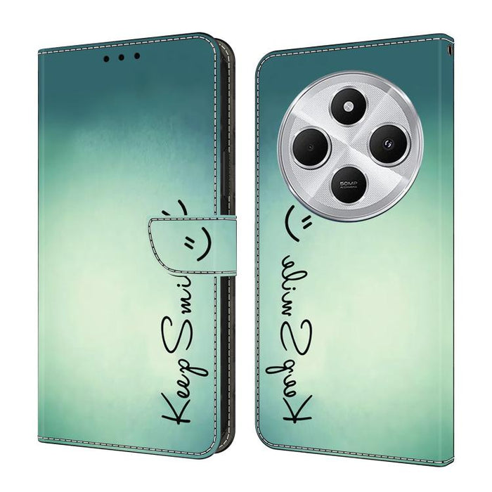 Funda para teléfono de cuero vegano pintado con efecto cristal, For Redmi Note 14 Pro 5G, For Redmi 14C 4G, For Redmi 13C 4G / 5G, For Redmi K70E / Poco X6 Pro
