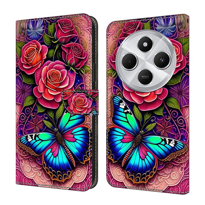Funda para teléfono de cuero vegano pintado con efecto cristal, For Redmi Note 14 Pro 5G, For Redmi 14C 4G, For Redmi 13C 4G / 5G, For Redmi K70E / Poco X6 Pro