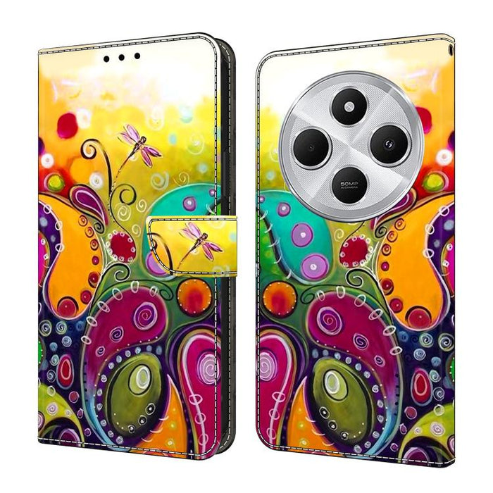 Funda para teléfono de cuero vegano pintado con efecto cristal, For Redmi Note 14 Pro 5G, For Redmi 14C 4G, For Redmi 13C 4G / 5G, For Redmi K70E / Poco X6 Pro