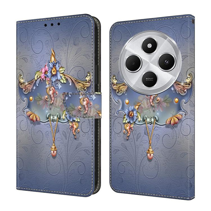 Funda para teléfono de cuero vegano pintado con efecto cristal, For Redmi Note 14 Pro 5G, For Redmi 14C 4G, For Redmi 13C 4G / 5G, For Redmi K70E / Poco X6 Pro