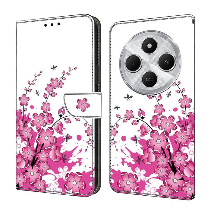 Funda para teléfono de cuero vegano pintado con efecto cristal, For Redmi Note 14 Pro 5G, For Redmi 14C 4G, For Redmi 13C 4G / 5G, For Redmi K70E / Poco X6 Pro
