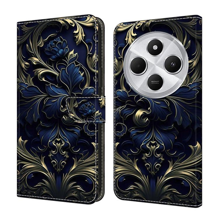 Funda para teléfono de cuero vegano pintado con efecto cristal, For Redmi Note 14 Pro 5G, For Redmi 14C 4G, For Redmi 13C 4G / 5G, For Redmi K70E / Poco X6 Pro