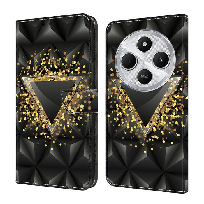 Funda para teléfono de cuero vegano pintado con efecto cristal, For Redmi Note 14 Pro 5G, For Redmi 14C 4G, For Redmi 13C 4G / 5G, For Redmi K70E / Poco X6 Pro