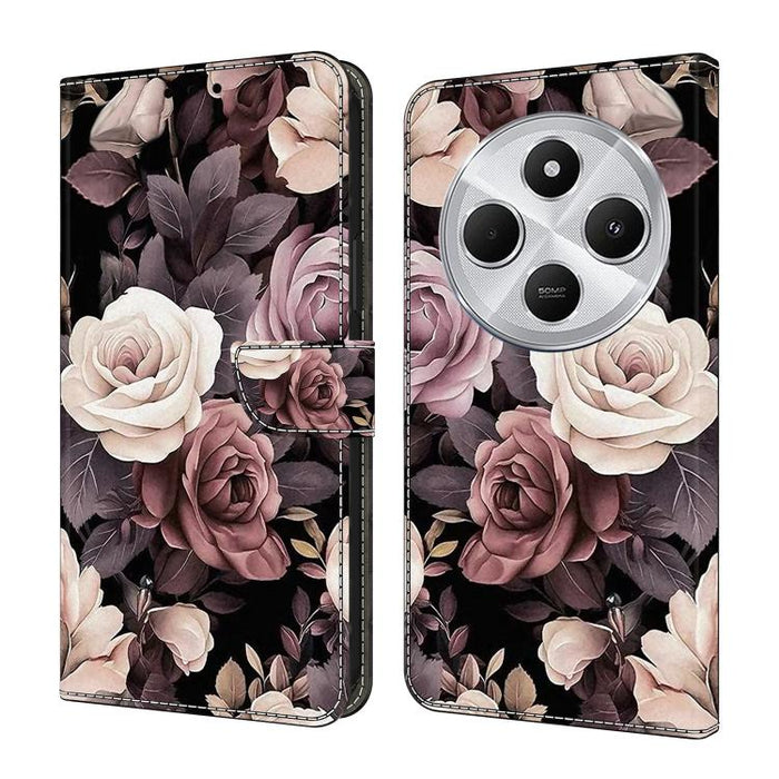 Funda para teléfono de cuero vegano pintado con efecto cristal, For Redmi Note 14 Pro 5G, For Redmi 14C 4G, For Redmi 13C 4G / 5G, For Redmi K70E / Poco X6 Pro