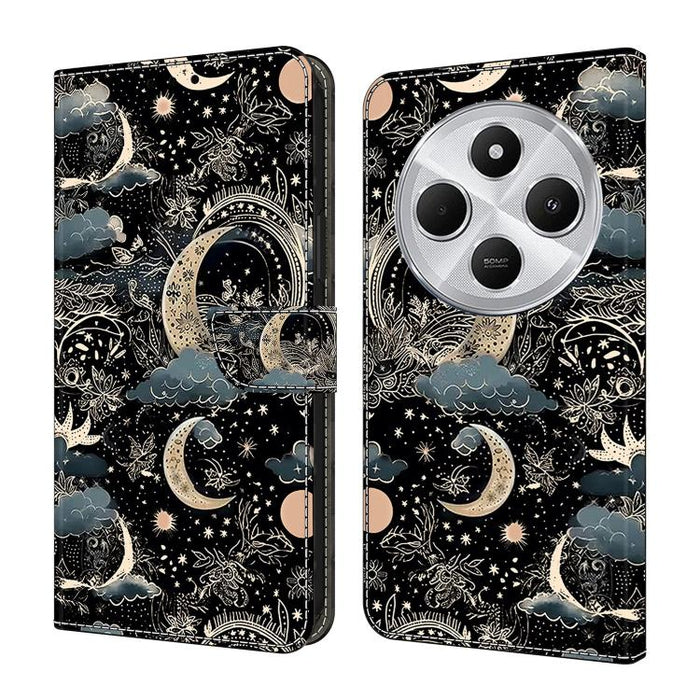 Funda para teléfono de cuero vegano pintado con efecto cristal, For Redmi Note 14 Pro 5G, For Redmi 14C 4G, For Redmi 13C 4G / 5G, For Redmi K70E / Poco X6 Pro