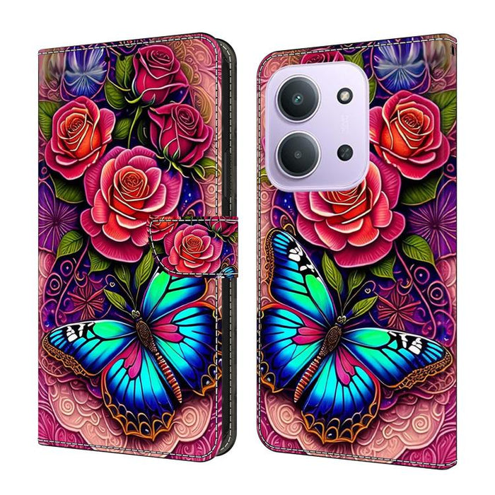 Funda para teléfono de cuero vegano pintado con efecto cristal, For Redmi A7 4G 171.8mm, For Redmi Note 15 4G / 5G Global 164mm, For Redmi Note 15 Pro 5G Global 163.6mm, For Redmi 15C 5G / 4G EU 173mm / Poco C85 5G                                      ...