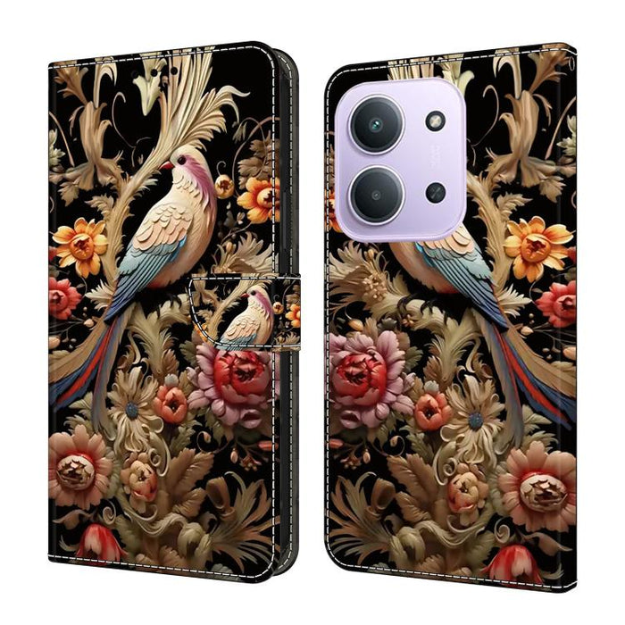 Funda para teléfono de cuero vegano pintado con efecto cristal, For Redmi A7 4G 171.8mm, For Redmi Note 15 4G / 5G Global 164mm, For Redmi Note 15 Pro 5G Global 163.6mm, For Redmi 15C 5G / 4G EU 173mm / Poco C85 5G                                      ...