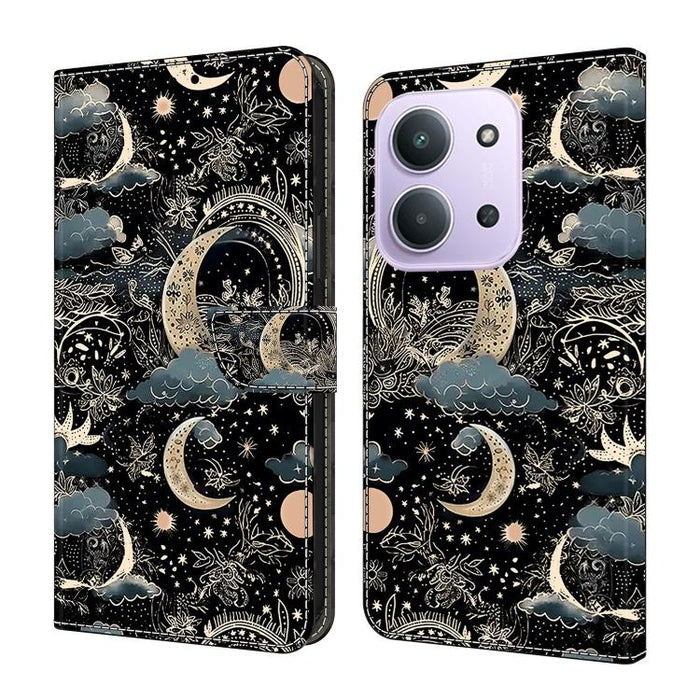 Funda para teléfono de cuero vegano pintado con efecto cristal, For Redmi A7 4G 171.8mm, For Redmi Note 15 4G / 5G Global 164mm, For Redmi Note 15 Pro 5G Global 163.6mm, For Redmi 15C 5G / 4G EU 173mm / Poco C85 5G                                      ...