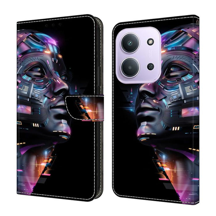 Funda para teléfono de cuero vegano pintado con efecto cristal, For Redmi 15C 5G / 4G Global 171mm, For Redmi Note 14 4G 164.84mm, For Redmi Note 14 Pro+ 5G / Poco X7, For Redmi Note 14 Pro 4G, For Redmi Note 14 4G 163.25mm, For Redmi Note 14 5G