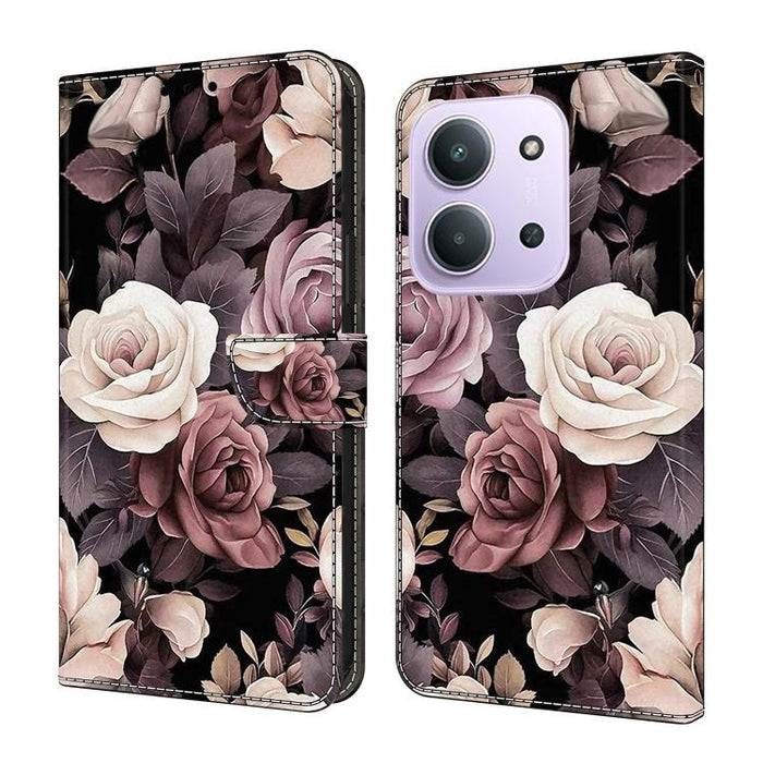 Funda para teléfono de cuero vegano pintado con efecto cristal, For Redmi 15C 5G / 4G Global 171mm, For Redmi Note 14 4G 164.84mm, For Redmi Note 14 Pro+ 5G / Poco X7, For Redmi Note 14 Pro 4G, For Redmi Note 14 4G 163.25mm, For Redmi Note 14 5G