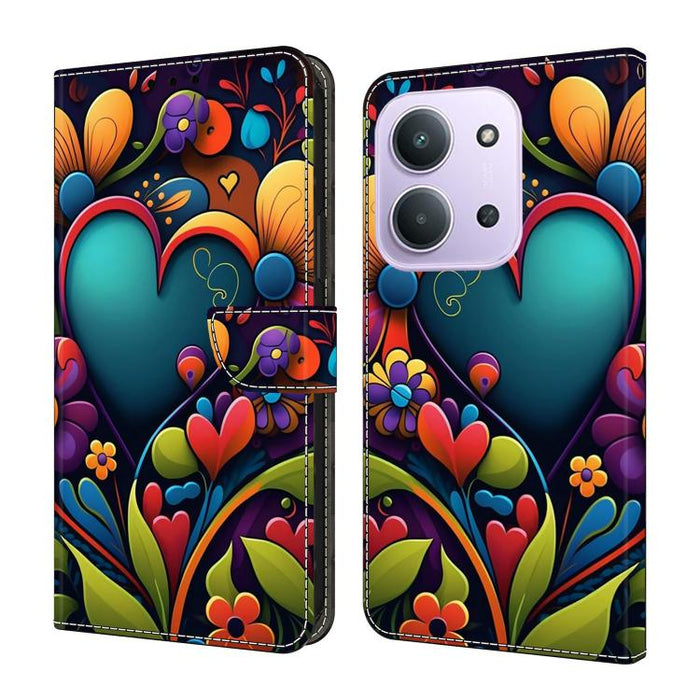 Funda para teléfono de cuero vegano pintado con efecto cristal, For Redmi 15C 5G / 4G Global 171mm, For Redmi Note 14 4G 164.84mm, For Redmi Note 14 Pro+ 5G / Poco X7, For Redmi Note 14 Pro 4G, For Redmi Note 14 4G 163.25mm, For Redmi Note 14 5G