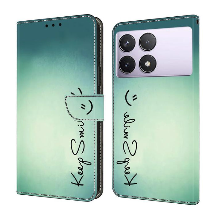 Funda para teléfono de cuero vegano pintado con efecto cristal, For Redmi Note 14 Pro 5G, For Redmi 14C 4G, For Redmi 13C 4G / 5G, For Redmi K70E / Poco X6 Pro