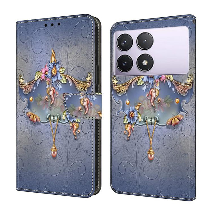 Funda para teléfono de cuero vegano pintado con efecto cristal, For Redmi Note 14 Pro 5G, For Redmi 14C 4G, For Redmi 13C 4G / 5G, For Redmi K70E / Poco X6 Pro