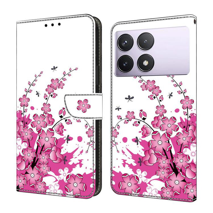 Funda para teléfono de cuero vegano pintado con efecto cristal, For Redmi Note 14 Pro 5G, For Redmi 14C 4G, For Redmi 13C 4G / 5G, For Redmi K70E / Poco X6 Pro