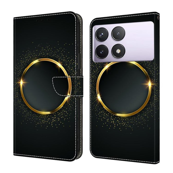 Funda para teléfono de cuero vegano pintado con efecto cristal, For Redmi Note 14 Pro 5G, For Redmi 14C 4G, For Redmi 13C 4G / 5G, For Redmi K70E / Poco X6 Pro