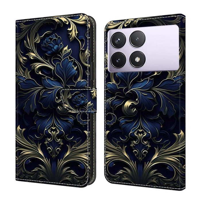 Funda para teléfono de cuero vegano pintado con efecto cristal, For Redmi Note 14 Pro 5G, For Redmi 14C 4G, For Redmi 13C 4G / 5G, For Redmi K70E / Poco X6 Pro