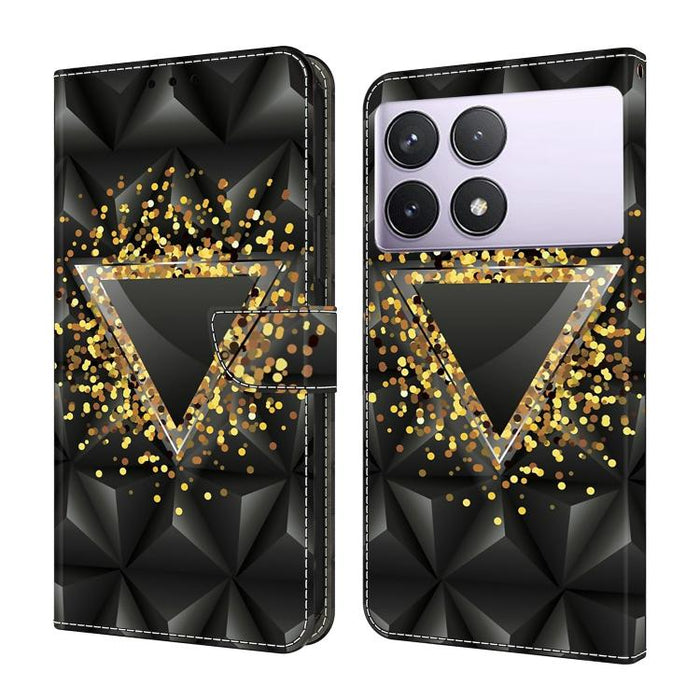 Funda para teléfono de cuero vegano pintado con efecto cristal, For Redmi Note 14 Pro 5G, For Redmi 14C 4G, For Redmi 13C 4G / 5G, For Redmi K70E / Poco X6 Pro