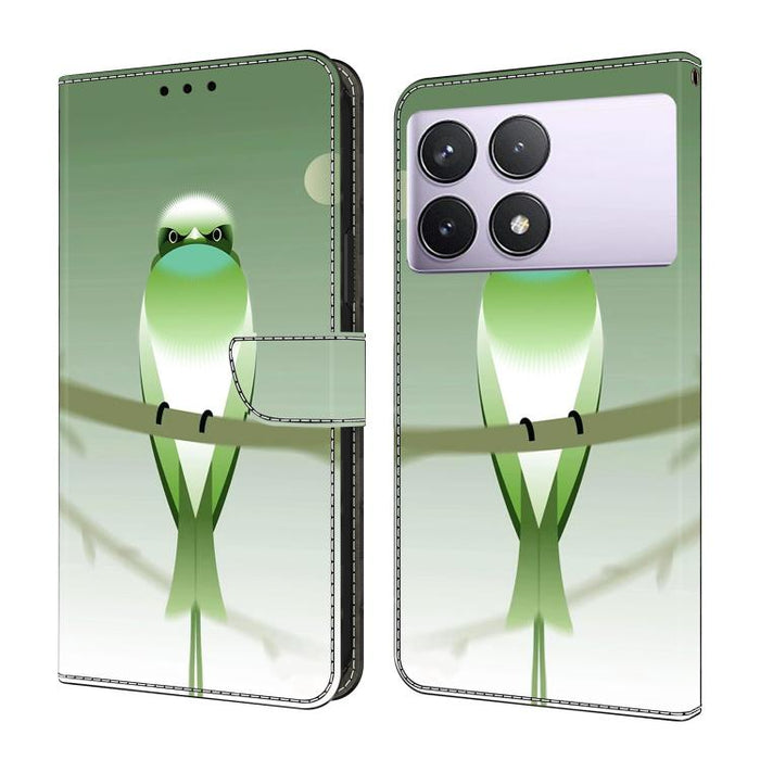 Funda para teléfono de cuero vegano pintado con efecto cristal, For Redmi Note 14 Pro 5G, For Redmi 14C 4G, For Redmi 13C 4G / 5G, For Redmi K70E / Poco X6 Pro