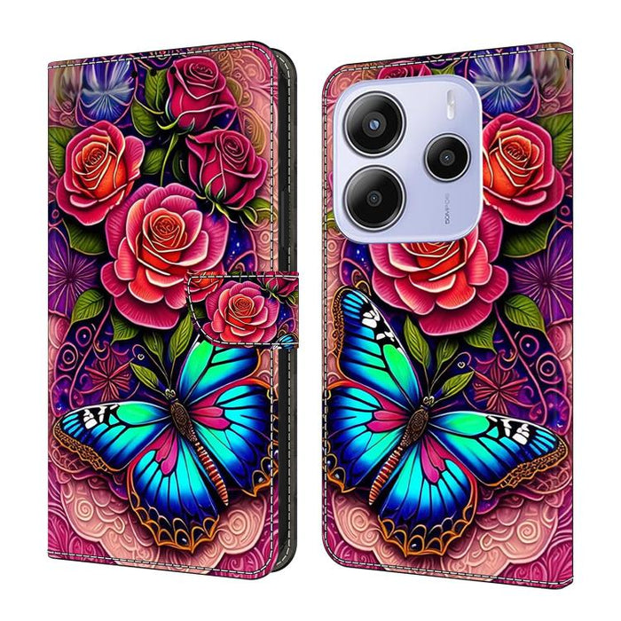 Funda para teléfono de cuero vegano pintado con efecto cristal, For Redmi 15C 5G / 4G Global 171mm, For Redmi Note 14 4G 164.84mm, For Redmi Note 14 Pro+ 5G / Poco X7, For Redmi Note 14 Pro 4G, For Redmi Note 14 4G 163.25mm, For Redmi Note 14 5G