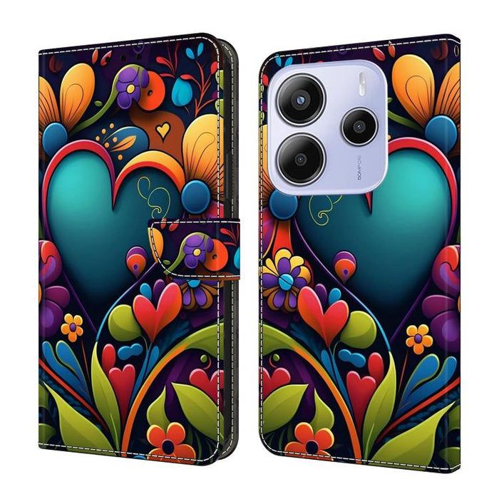 Funda para teléfono de cuero vegano pintado con efecto cristal, For Redmi 15C 5G / 4G Global 171mm, For Redmi Note 14 4G 164.84mm, For Redmi Note 14 Pro+ 5G / Poco X7, For Redmi Note 14 Pro 4G, For Redmi Note 14 4G 163.25mm, For Redmi Note 14 5G