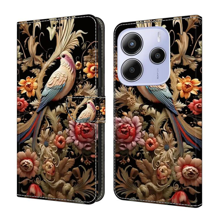 Funda para teléfono de cuero vegano pintado con efecto cristal, For Redmi 15C 5G / 4G Global 171mm, For Redmi Note 14 4G 164.84mm, For Redmi Note 14 Pro+ 5G / Poco X7, For Redmi Note 14 Pro 4G, For Redmi Note 14 4G 163.25mm, For Redmi Note 14 5G