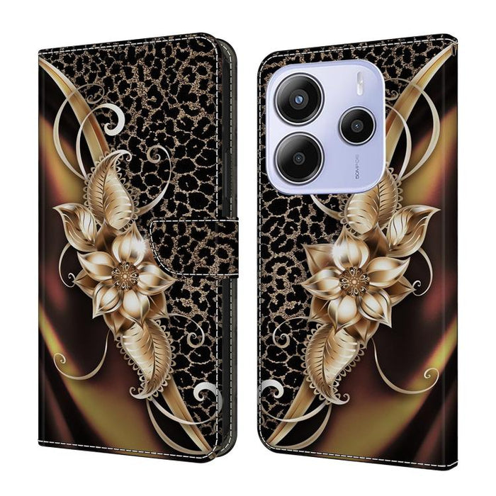 Funda para teléfono de cuero vegano pintado con efecto cristal, For Redmi 15C 5G / 4G Global 171mm, For Redmi Note 14 4G 164.84mm, For Redmi Note 14 Pro+ 5G / Poco X7, For Redmi Note 14 Pro 4G, For Redmi Note 14 4G 163.25mm, For Redmi Note 14 5G