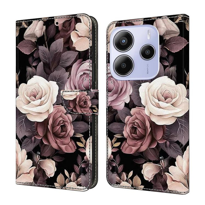 Funda para teléfono de cuero vegano pintado con efecto cristal, For Redmi 15C 5G / 4G Global 171mm, For Redmi Note 14 4G 164.84mm, For Redmi Note 14 Pro+ 5G / Poco X7, For Redmi Note 14 Pro 4G, For Redmi Note 14 4G 163.25mm, For Redmi Note 14 5G