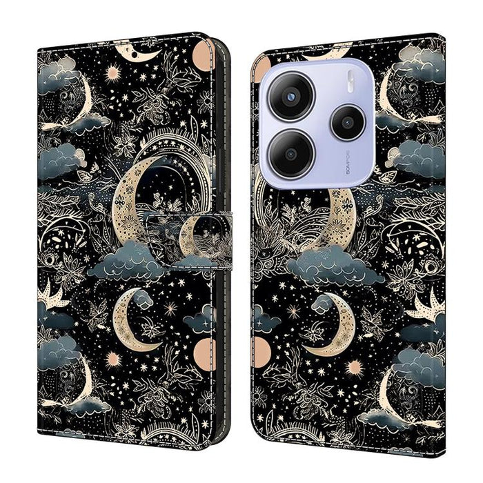 Funda para teléfono de cuero vegano pintado con efecto cristal, For Redmi 15C 5G / 4G Global 171mm, For Redmi Note 14 4G 164.84mm, For Redmi Note 14 Pro+ 5G / Poco X7, For Redmi Note 14 Pro 4G, For Redmi Note 14 4G 163.25mm, For Redmi Note 14 5G