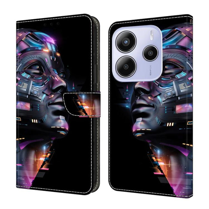 Funda para teléfono de cuero vegano pintado con efecto cristal, For Redmi 15C 5G / 4G Global 171mm, For Redmi Note 14 4G 164.84mm, For Redmi Note 14 Pro+ 5G / Poco X7, For Redmi Note 14 Pro 4G, For Redmi Note 14 4G 163.25mm, For Redmi Note 14 5G