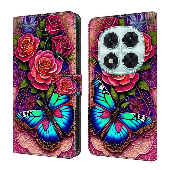 Funda para teléfono de cuero vegano pintado con efecto cristal, For Redmi Note 14 Pro 5G, For Redmi 14C 4G, For Redmi 13C 4G / 5G, For Redmi K70E / Poco X6 Pro