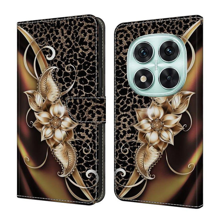 Funda para teléfono de cuero vegano pintado con efecto cristal, For Redmi Note 14 Pro 5G, For Redmi 14C 4G, For Redmi 13C 4G / 5G, For Redmi K70E / Poco X6 Pro