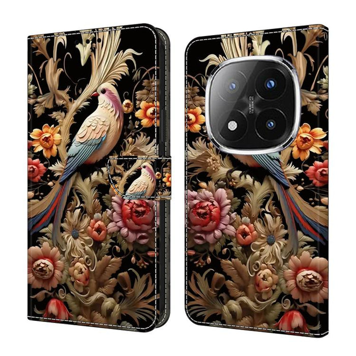 Funda para teléfono de cuero vegano pintado con efecto cristal, For Redmi 15C 5G / 4G Global 171mm, For Redmi Note 14 4G 164.84mm, For Redmi Note 14 Pro+ 5G / Poco X7, For Redmi Note 14 Pro 4G, For Redmi Note 14 4G 163.25mm, For Redmi Note 14 5G