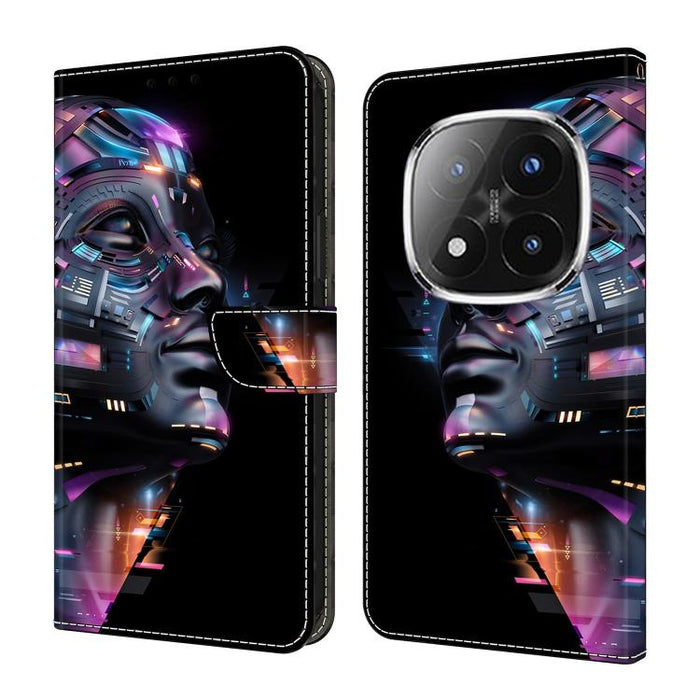Funda para teléfono de cuero vegano pintado con efecto cristal, For Redmi 15C 5G / 4G Global 171mm, For Redmi Note 14 4G 164.84mm, For Redmi Note 14 Pro+ 5G / Poco X7, For Redmi Note 14 Pro 4G, For Redmi Note 14 4G 163.25mm, For Redmi Note 14 5G