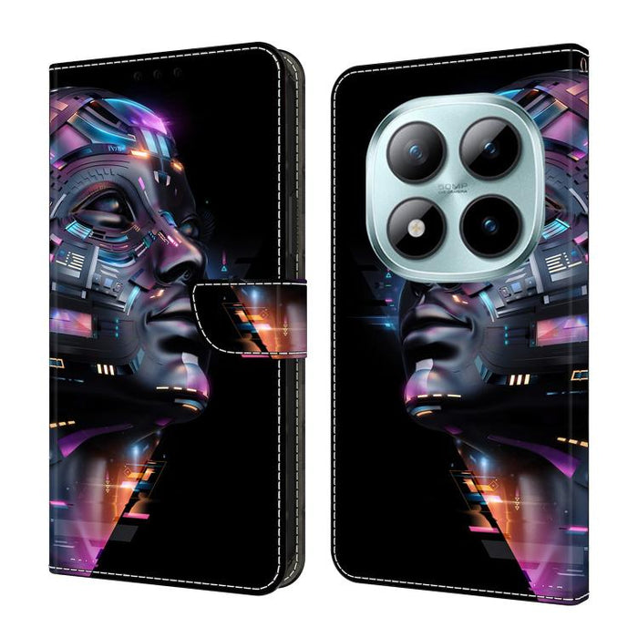 Funda para teléfono de cuero vegano pintado con efecto cristal, For Redmi A7 4G 171.8mm, For Redmi Note 15 4G / 5G Global 164mm, For Redmi Note 15 Pro 5G Global 163.6mm, For Redmi 15C 5G / 4G EU 173mm / Poco C85 5G                                      ...