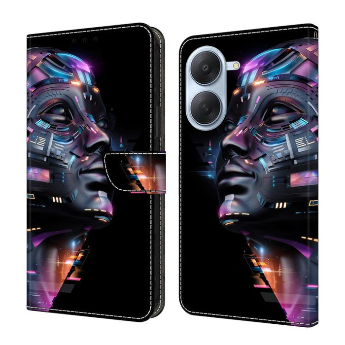 Funda para teléfono de cuero vegano pintado con efecto cristal, For Redmi A7 4G 171.8mm, For Redmi Note 15 4G / 5G Global 164mm, For Redmi Note 15 Pro 5G Global 163.6mm, For Redmi 15C 5G / 4G EU 173mm / Poco C85 5G                                      ...