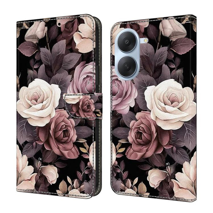 Funda para teléfono de cuero vegano pintado con efecto cristal, For Redmi A7 4G 171.8mm, For Redmi Note 15 4G / 5G Global 164mm, For Redmi Note 15 Pro 5G Global 163.6mm, For Redmi 15C 5G / 4G EU 173mm / Poco C85 5G                                      ...