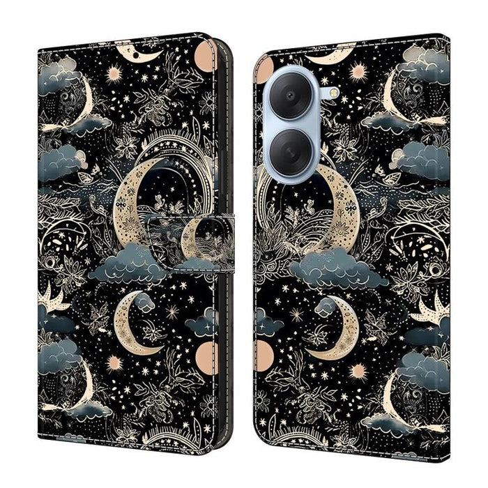 Funda para teléfono de cuero vegano pintado con efecto cristal, For Redmi A7 4G 171.8mm, For Redmi Note 15 4G / 5G Global 164mm, For Redmi Note 15 Pro 5G Global 163.6mm, For Redmi 15C 5G / 4G EU 173mm / Poco C85 5G                                      ...