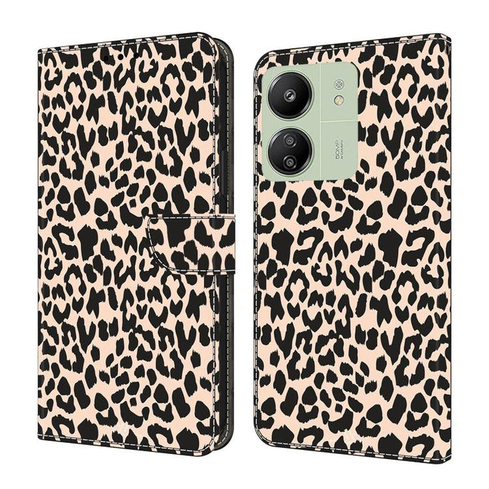 Funda para teléfono de cuero vegano pintado con efecto cristal, For Redmi 14C 4G, For Redmi 13C 4G / 5G, For Redmi K70E / Poco X6 Pro